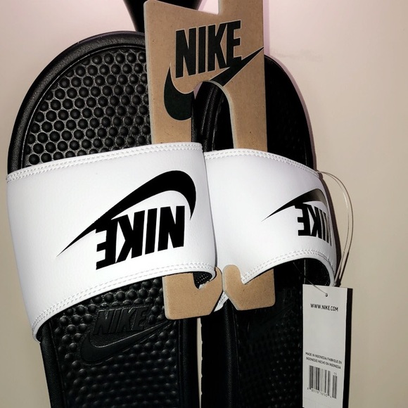 Nike Shoes Mens White Black Nike Slides Poshmark